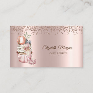 Carte De Visite Diamants d'or rose, Cupcake, Sucres, Outil de boul