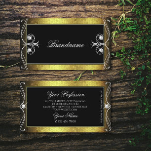 Carte De Visite Diamants d'ornement en mosaïque d'or noir
