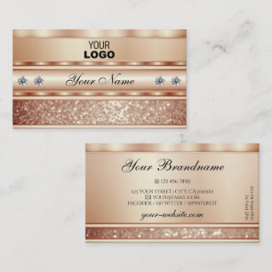 Carte De Visite Diamants et logo de Parties scintillant or Rose ca