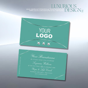 Carte De Visite Diamants et logo Turquoises à carreaux et à carrea