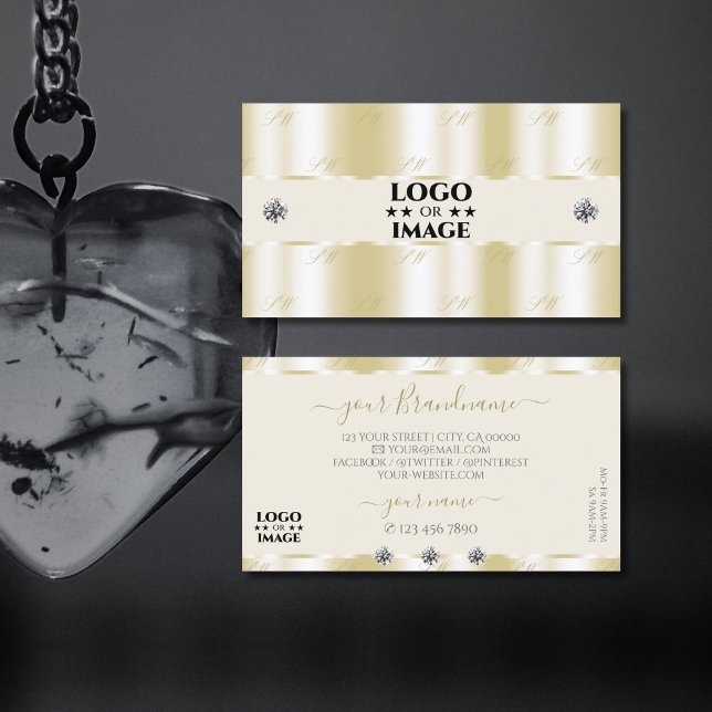 Carte De Visite Diamants étincelants en or brillant avec logo luxu (Créateur téléchargé)