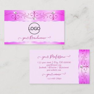 Carte De Visite Diamants étincelants rose orné luxueux avec logo