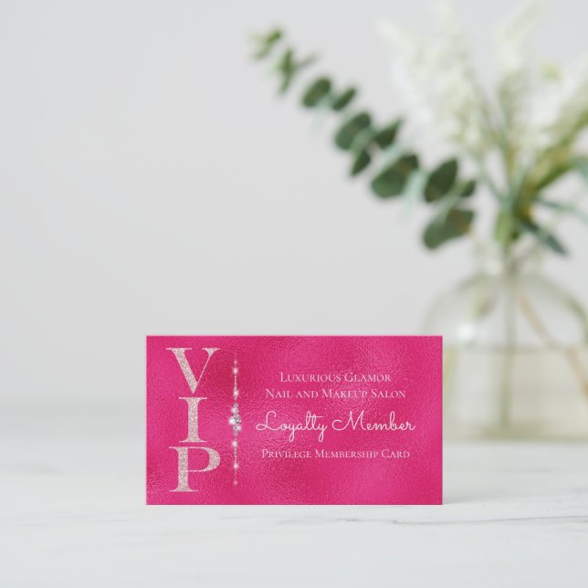 Carte De Visite Diamants glamour Parties scintillant rose VIP Loya (Debout devant)