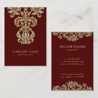 Diamants & Or Floral Swirl Sur Rouge foncé