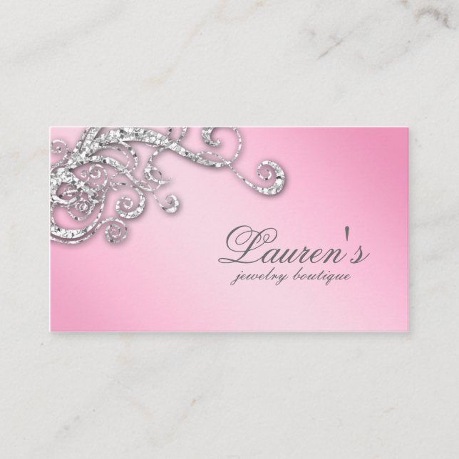 Carte De Visite Diamants Parties scintillant bijoux torse rose  (Devant)