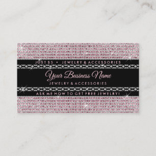 Carte De Visite Diamants Roses Pailletants Signature Bijoux Fémini