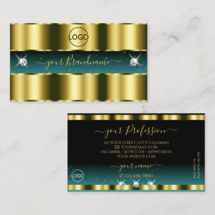Carte De Visite Diamants Turquoises d'or noir de luxe Ajouter logo