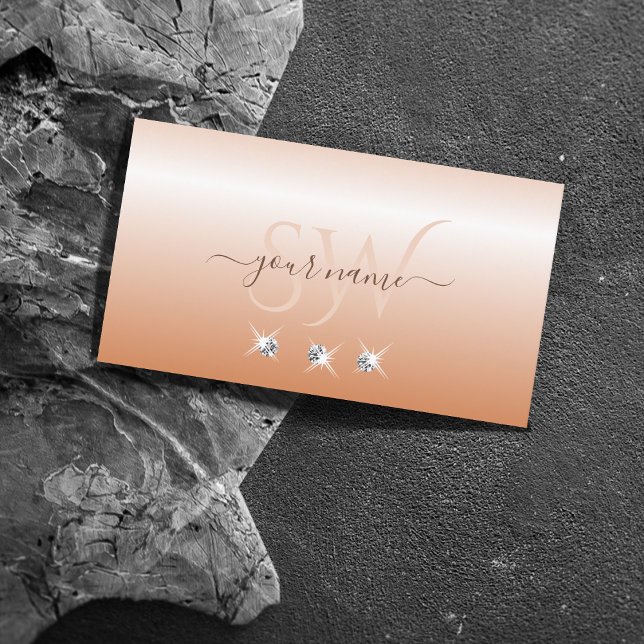 Carte De Visite Diamètre brillant Ombre de corail brillant Initial (Créateur téléchargé)