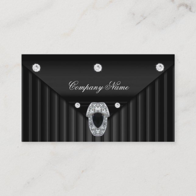 Carte De Visite Diamond Black Metal Look Argent (Devant)