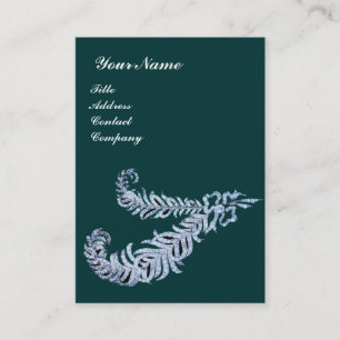 Carte De Visite DIAMOND FEATHERS MONOGRAM, bleu vert