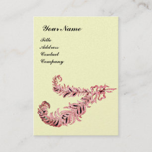 Carte De Visite DIAMOND FEATHERS MONOGRAM, rose, crème perle