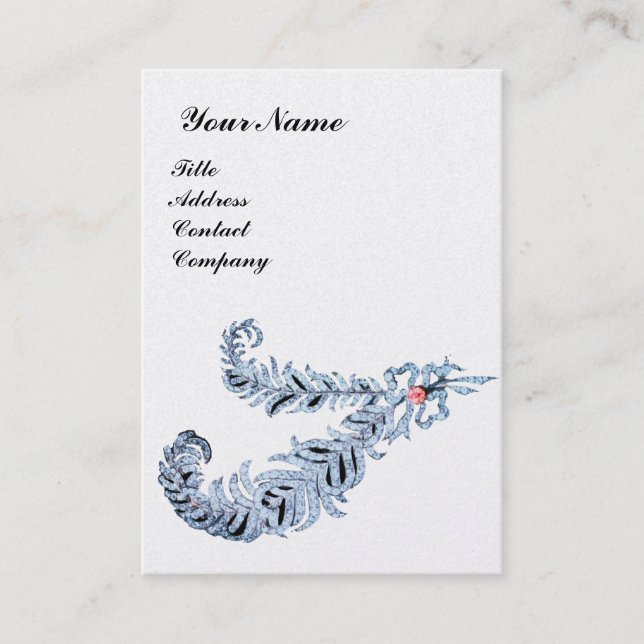 Carte De Visite DIAMOND FEATHERS MONOGRAM, rose, perle (Devant)