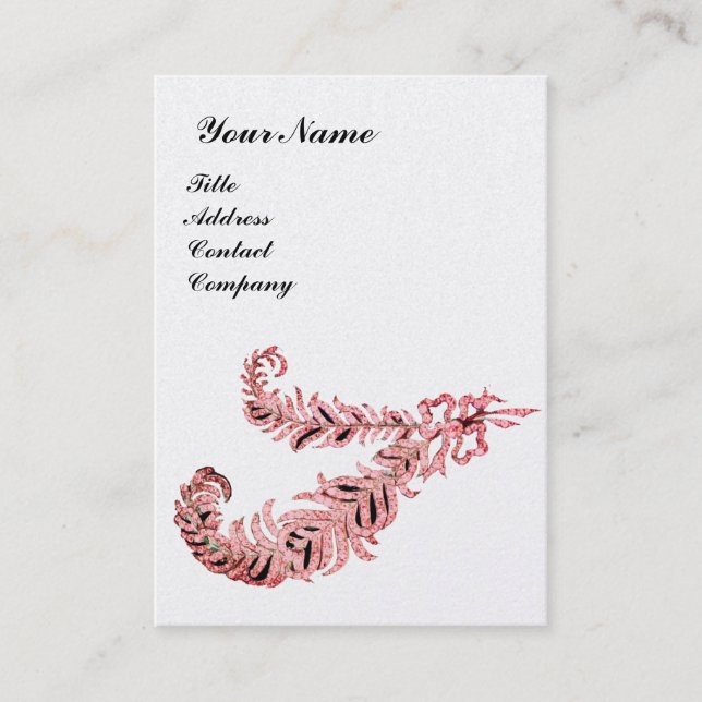 Carte De Visite DIAMOND FEATHERS MONOGRAM, rose, perle (Devant)