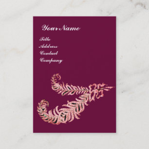 Carte De Visite DIAMOND FEATHERS MONOGRAM, rose violet