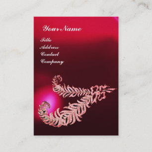 Carte De Visite DIAMOND FEATHERS MONOGRAM, Rouge Bourgogne Ruby Pe