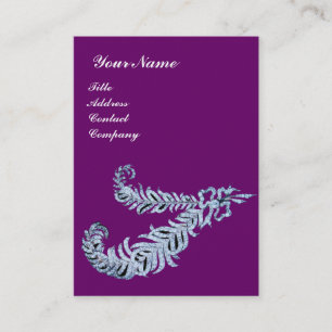 Carte De Visite DIAMOND FEATHERS MONOGRAM, violet, noir, blanc