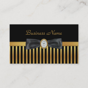 Carte de visite Diamond Gold Black Stripe Bow