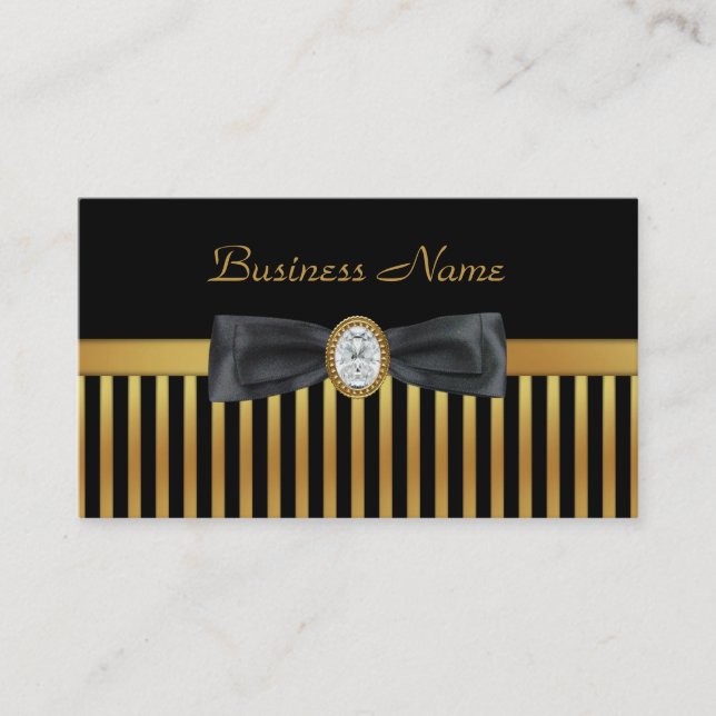 Carte de visite Diamond Gold Black Stripe Bow (Devant)