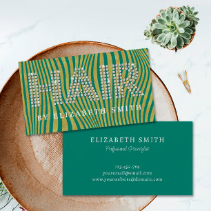 Carte De Visite Diamond Gold Dark Turquoise Coiffeur Liste de chev