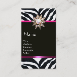 CARTE DE VISITE DIAMOND STAR ROSE BLACK ZEBRA FUR MONOGRAM
