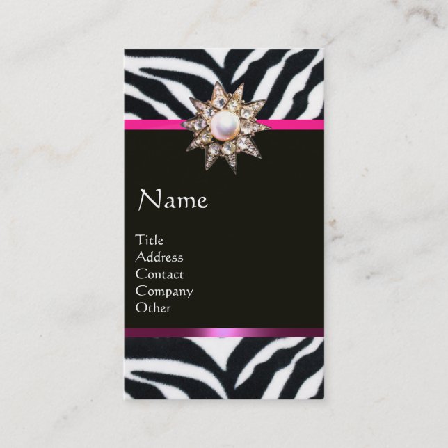 CARTE DE VISITE DIAMOND STAR ROSE BLACK ZEBRA FUR MONOGRAM (Devant)