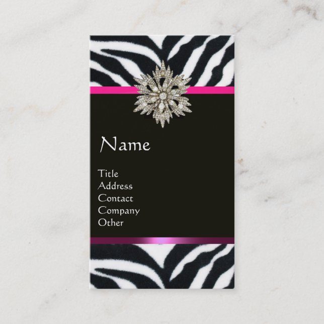 CARTE DE VISITE DIAMOND STAR ROSE BLACK ZEBRA FUR MONOGRAM (Devant)