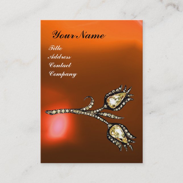 Carte De Visite DIAMOND TULIPS MONOGRAM, Agate orange jaune (Devant)