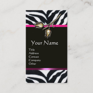 CARTE DE VISITE DIAMOND TULIPS ROSE BLACK ZEBRA FUR MONOGRAM