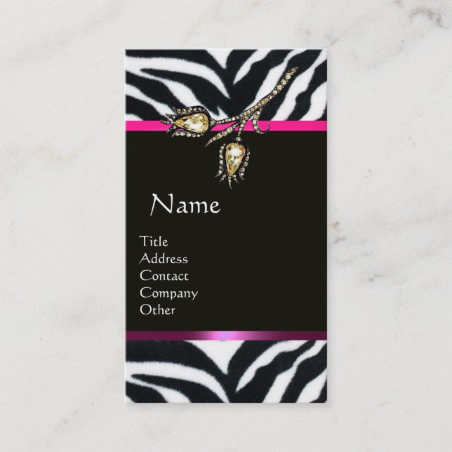 CARTE DE VISITE DIAMOND TULIPS ROSE BLACK ZEBRA FUR MONOGRAM (Devant)