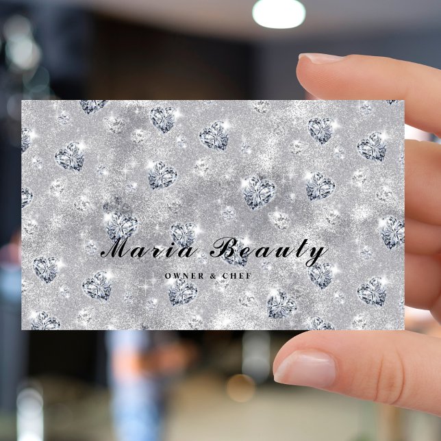 Carte De Visite Diamonds Parties scintillant Argent Salon de beaut (Créateur téléchargé)