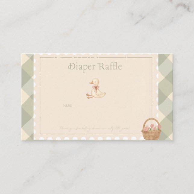 Carte De Visite Diaper Raffle  (Devant)