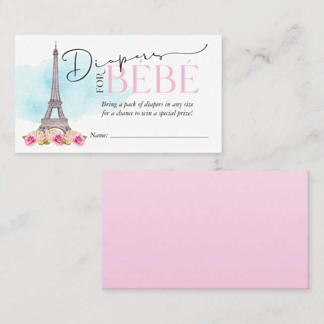 Carte De Visite Diapeurs pour Bébé Diaper Raffin Insérer (Devant / Derrière)