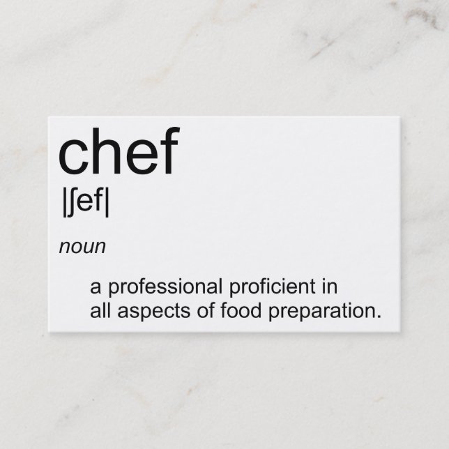Carte De Visite Dictionnaire de définition CHEF de la conception d (Devant)