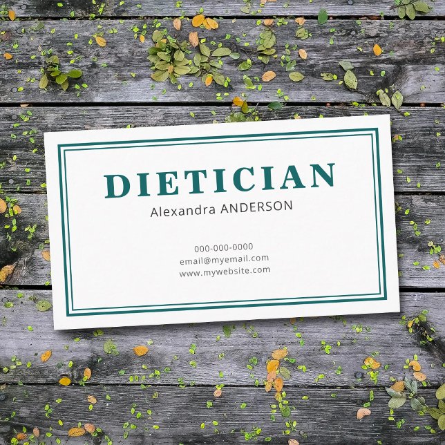 Carte De Visite Diététiste Minimaliste (Minimalist Dietitian Business Card)
