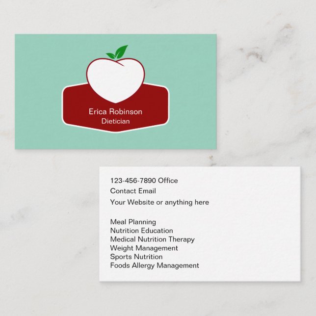 Carte De Visite Dietician Weight Management Business Cards (Devant / Derrière)