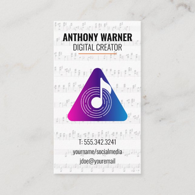 Carte De Visite Digital Sound | Musical Sheet (Devant)