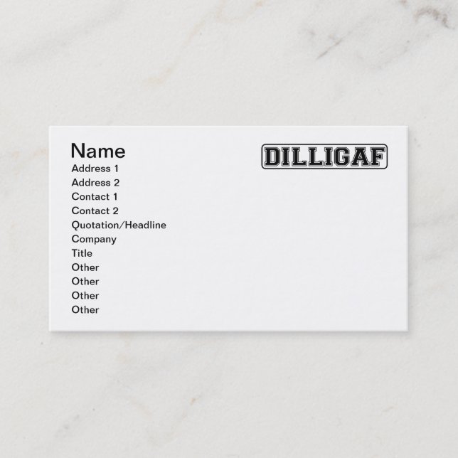Carte De Visite DILLIGAF - Grossiers drôles "font je regardent (Devant)