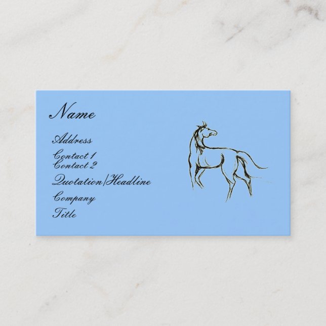 Carte de visite d'illustration de cheval (Devant)