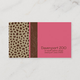 Carte de visite d'impression de girafe [rose]