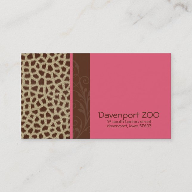 Carte de visite d'impression de girafe [rose] (Devant)