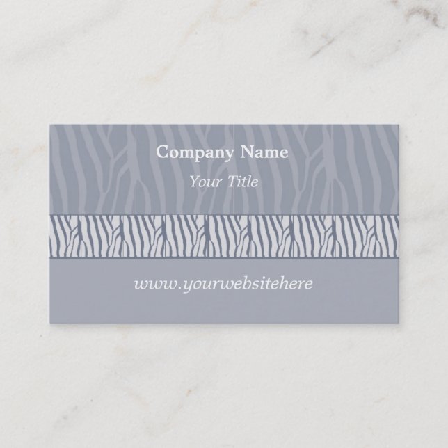 Carte de visite d'impression Silver Grey Zebra (Devant)