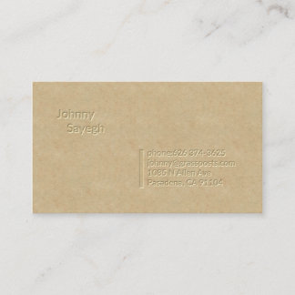 Carte de visite d'impression typographique de