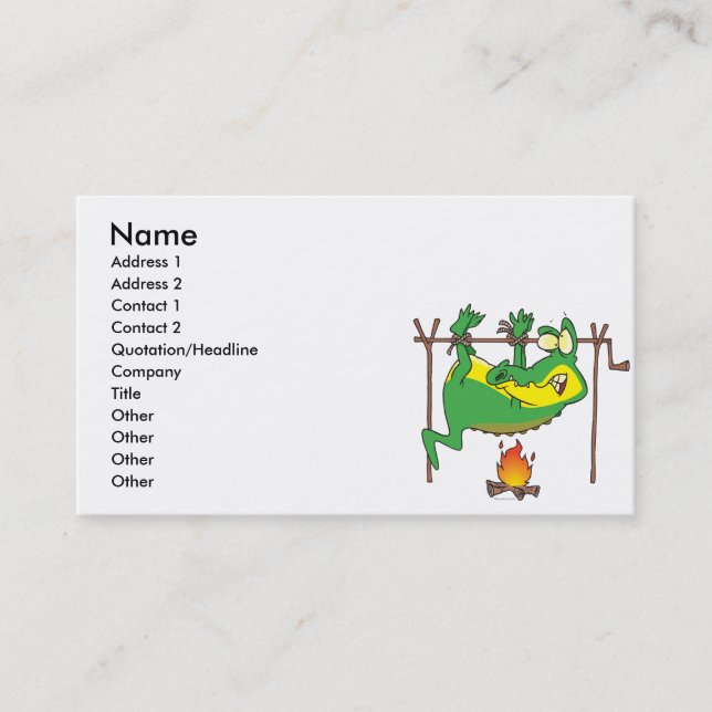Carte De Visite Dîner BBQ drôle alligator cartoon (Devant)