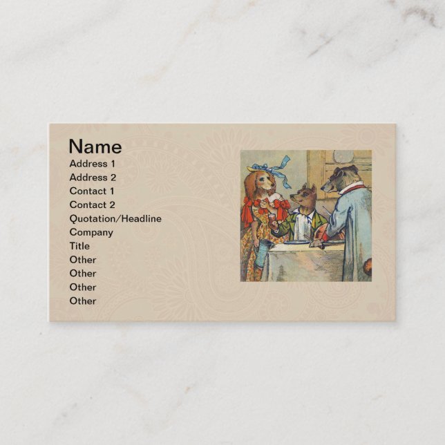 Carte De Visite Dîner de chien victorien Dress Doggy (Devant)