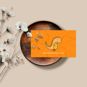 Carte De Visite Dinosaure bébé mignon jaune orange