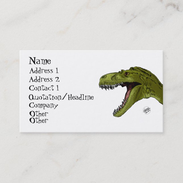 Carte De Visite Dinosaure d'hurlement T-Rex par Geraldo Borges (Devant)