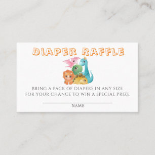 Carte De Visite Dinosaures Cute Coloré Baby shower Raffle de couch