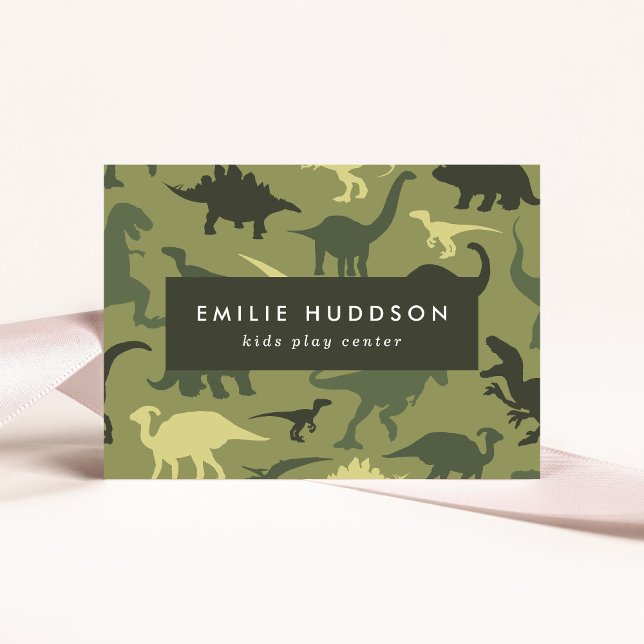 Carte De Visite Dinosaures verts, Centre de jeux pour enfants, Cen (Créateur téléchargé)