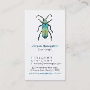 Carte de visite d'insecte entomologiste bleu et bl