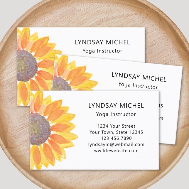 Carte de visite d'instructrice de yoga Tournesol (Créateur téléchargé)